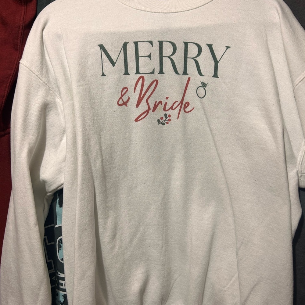 White 'Merry & Bride' Sweatshirt